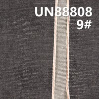 UN88808 全棉竹节右斜红边牛仔布14.5oz